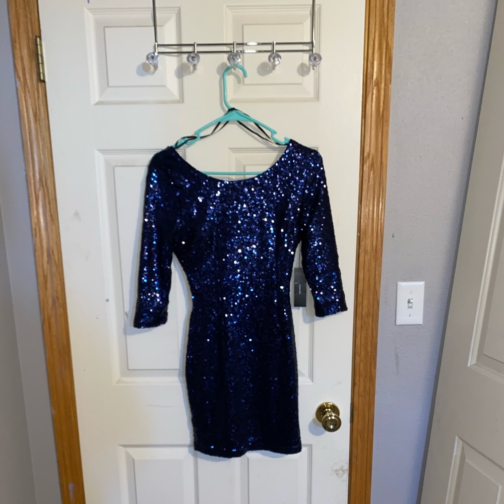 Navy Blue Sequin Dress